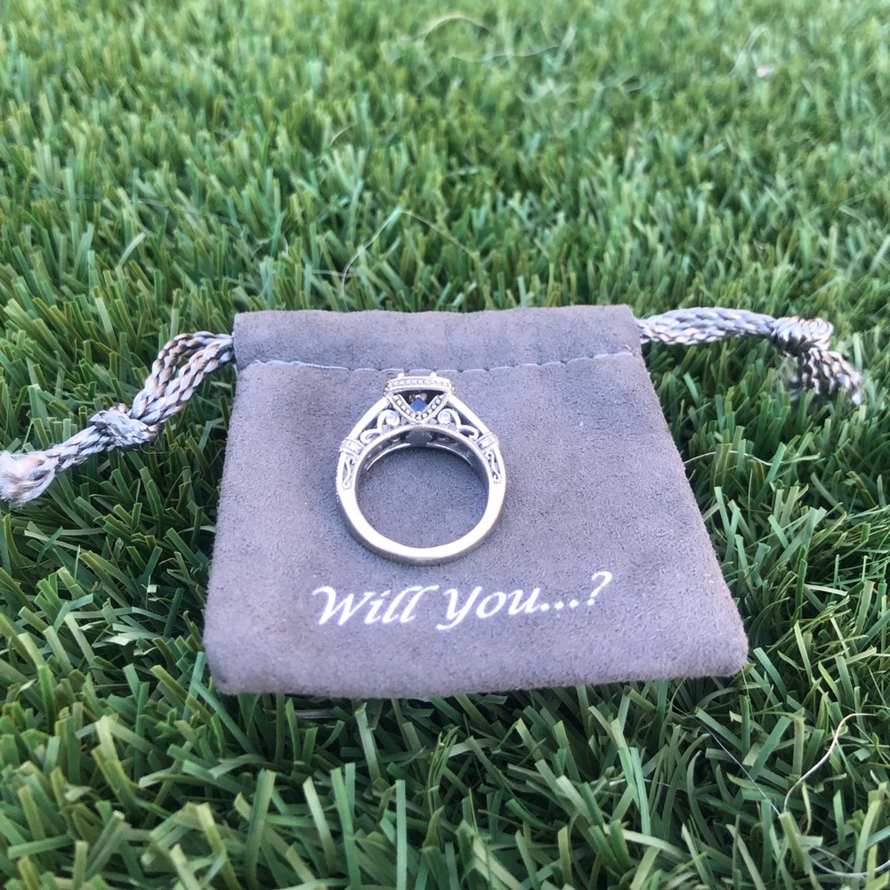 Vera Wang Love Collection Diamond and Blue Sapphire Ring